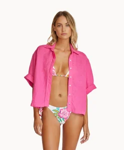 Hot Pink Linen Top*PQ Swim New