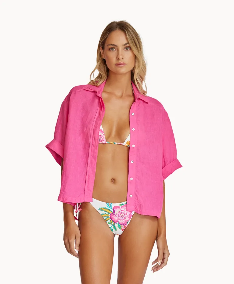 Hot Pink Linen Top*PQ Swim New