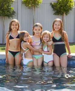 Kids Black Pier Rainbow Embroidered One Piece*PQ Swim Fashion