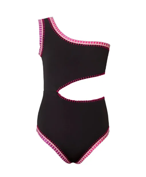 Kids Black Pier Rainbow Embroidered Cut Out One Piece (FINAL SALE)*PQ Swim New