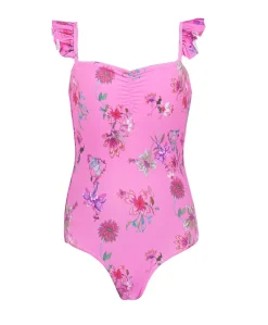 Kids Garden Pink Ruffle Shoulder One Piece (FINAL SALE)*PQ Swim Best Sale