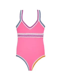 Kids Hot Pink Rainbow Embroidered One Piece*PQ Swim Flash Sale