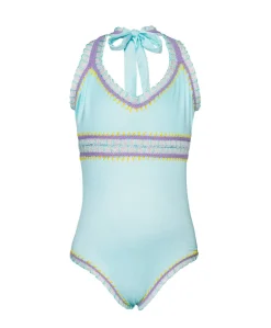 Kids Light Blue Rainbow Embroidered One Piece*PQ Swim Best Sale