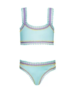 Kids Light Blue Sporty Rainbow Embroidered Bikini*PQ Swim Best Sale