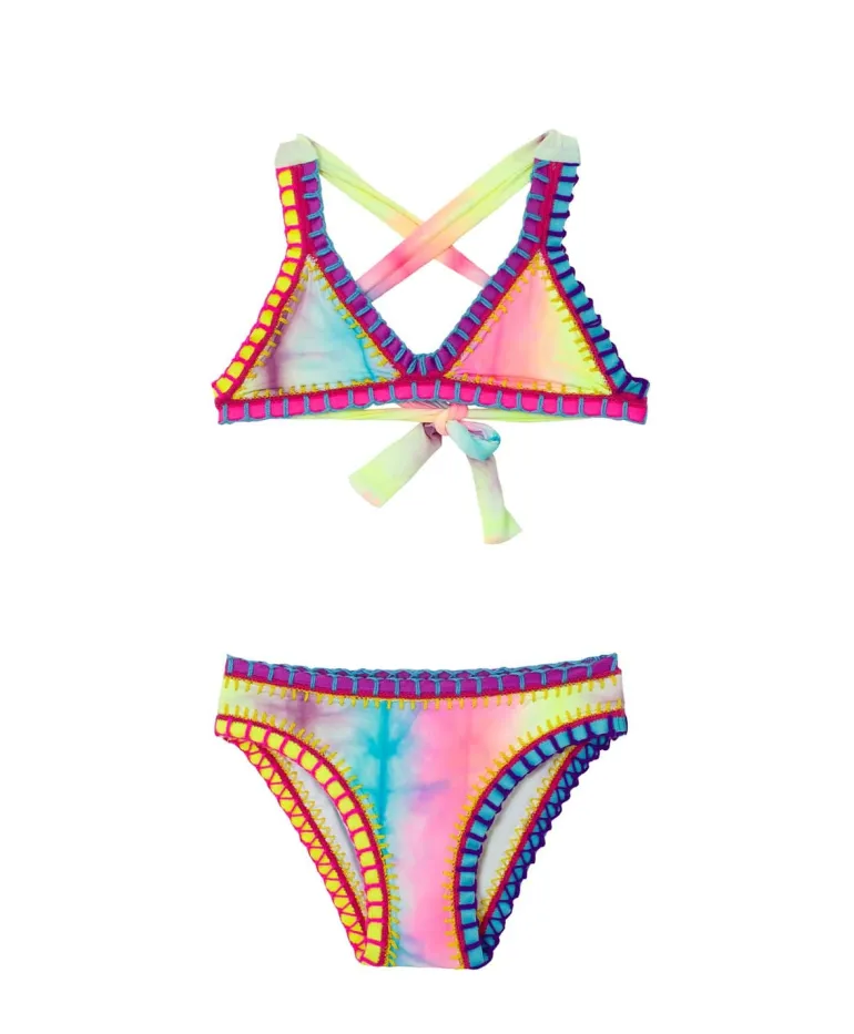 Kids Tie Dye Rainbow Embroidered Bikini (FINAL SALE)*PQ Swim New