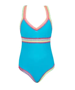 Kids Turquoise Rainbow Embroidered One Piece*PQ Swim Store