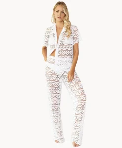 Water Lily Lace Button Top*PQ Swim Hot